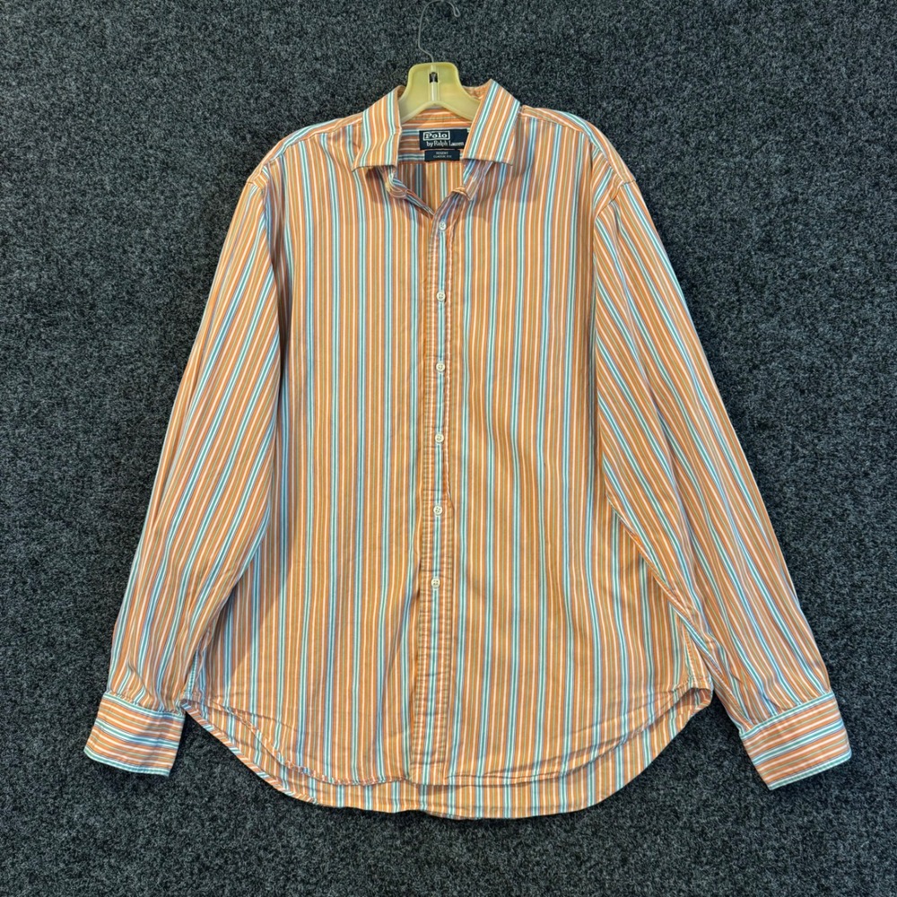 Polo Ralph Lauren Regent Classic‎ Fit Striped Button Down Mens Size 17 36/37